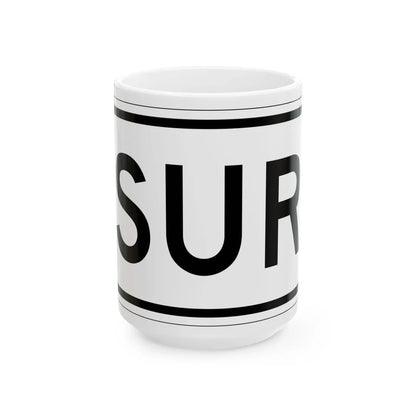 South plate small es (Puerto Rico) (Road Sign) White Coffee Mug 15oz - Go Mug Yourself