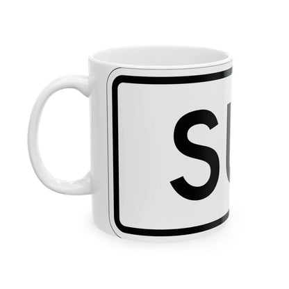 South plate small es (Puerto Rico) (Road Sign) White Coffee Mug - Go Mug Yourself
