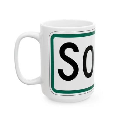 South plate South Dakota (South Dakota) (Road Sign) White Coffee Mug - Go Mug Yourself