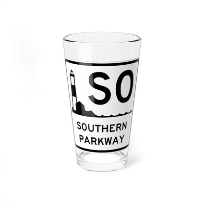 Southern Pkwy Shield (New York) (Road Sign) Pint Glass 16oz 16oz - Go Mug Yourself