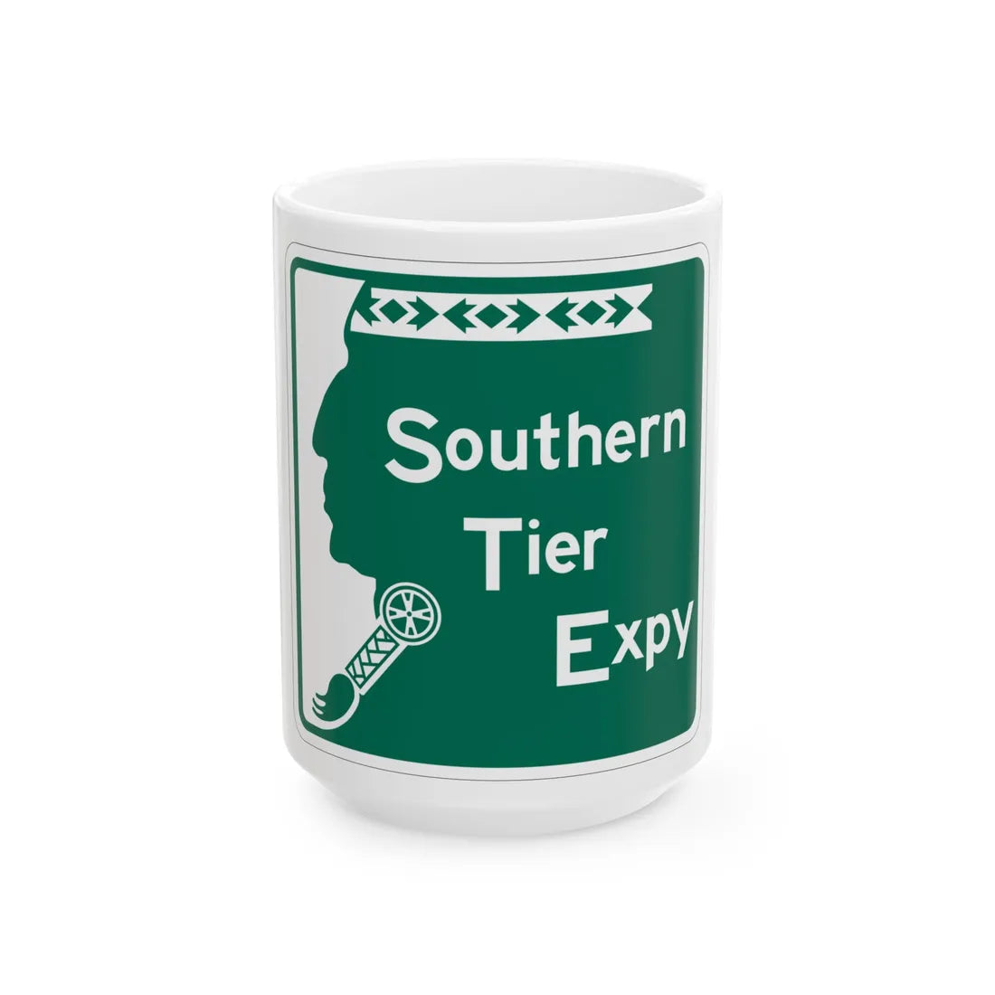 Southern Tier Expressway (New York) (Road Sign) White Coffee Mug 15oz - Go Mug Yourself