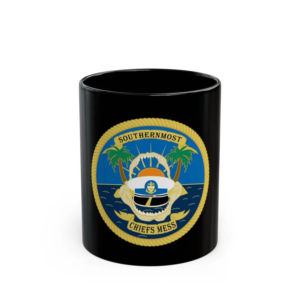 SOUTHERNMOST Chiefs Mess (U.S. Coast Guard) Black Coffee Mug-11oz-Go Mug Yourself