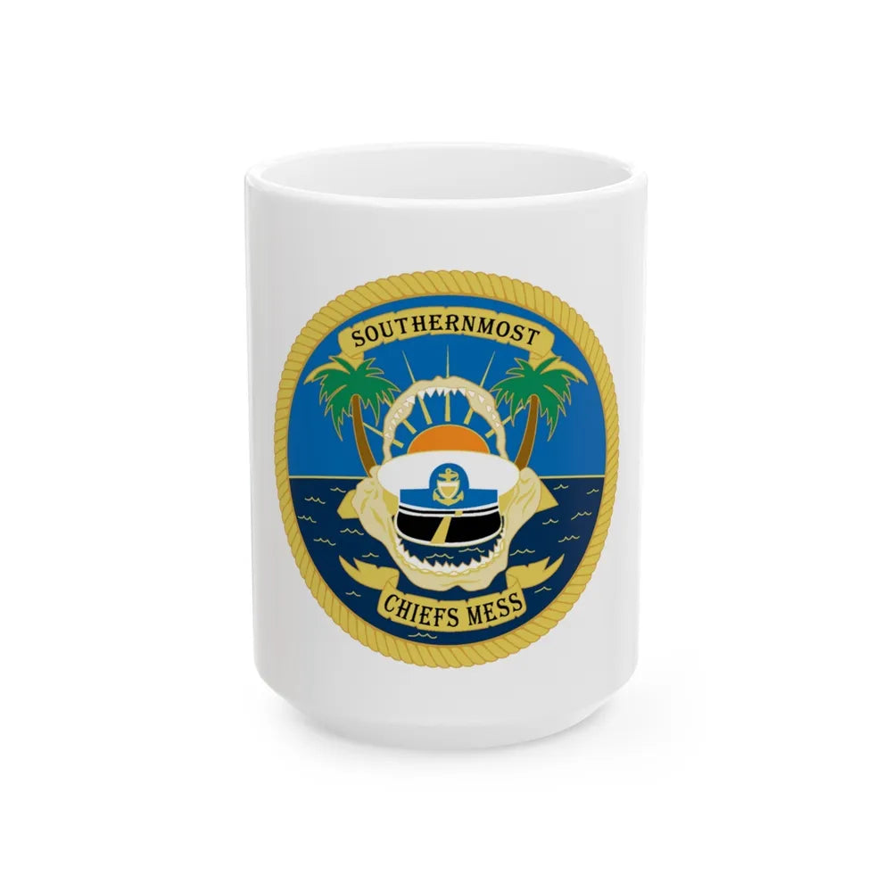 SOUTHERNMOST Chiefs Mess (U.S. Coast Guard) White Coffee Mug-15oz-Go Mug Yourself