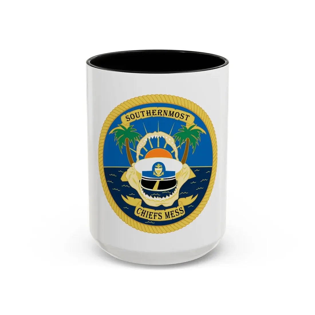 SOUTHERNMOST Chiefs Mess (U.S. Coast Guard) Accent Coffee Mug 15oz Black - Go Mug Yourself