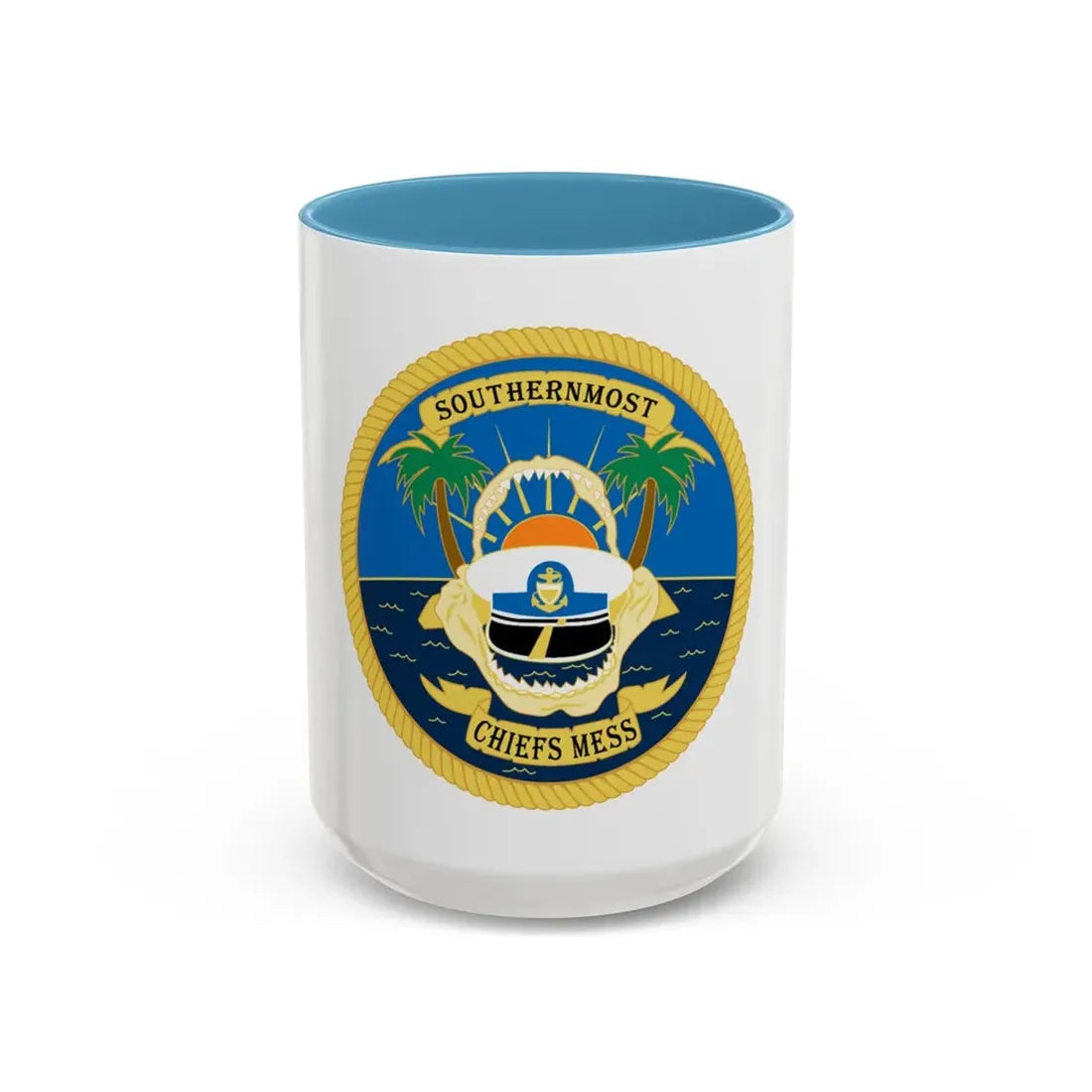SOUTHERNMOST Chiefs Mess (U.S. Coast Guard) Accent Coffee Mug 15oz Light Blue - Go Mug Yourself