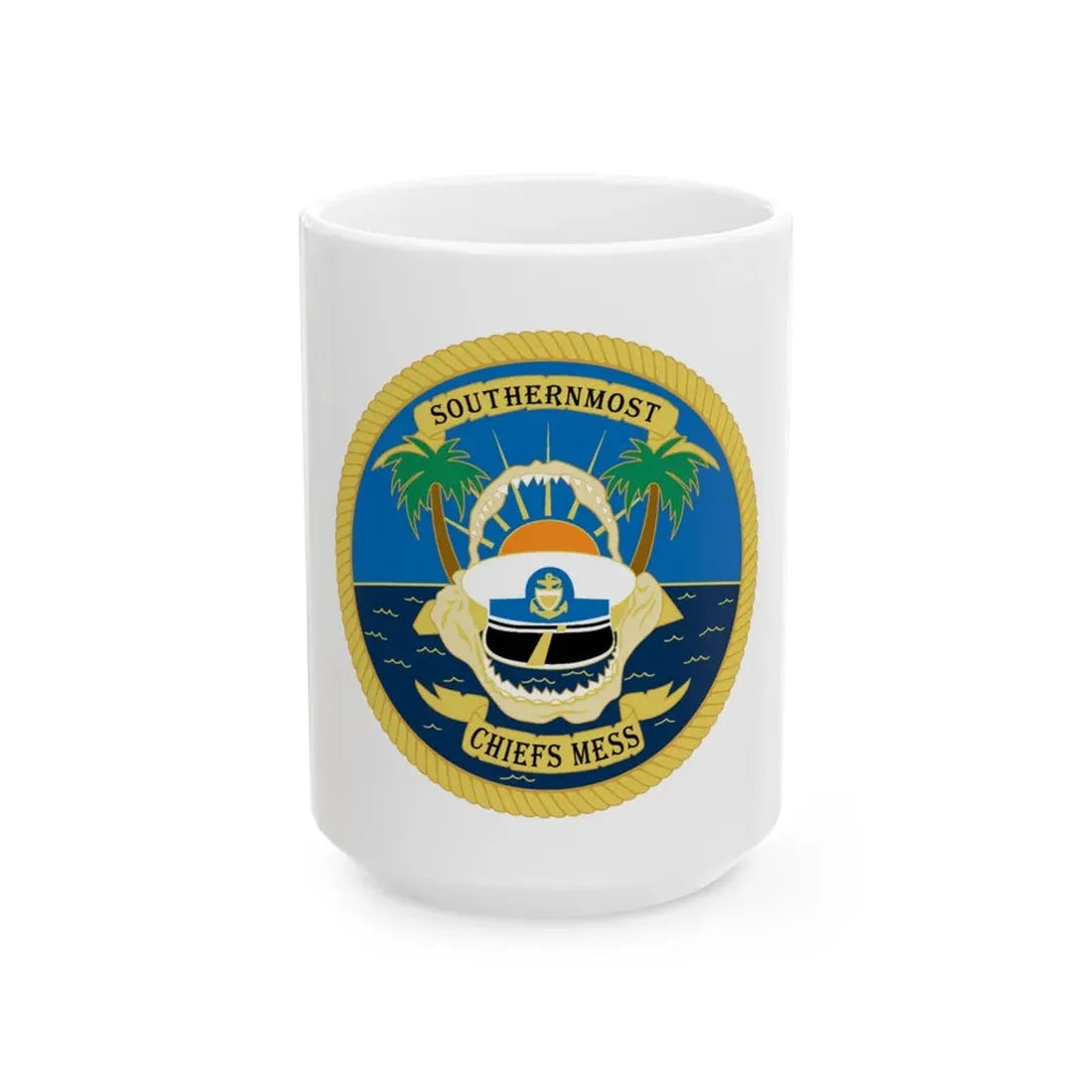 SOUTHERNMOST Chiefs Mess (U.S. Coast Guard) White Coffee Mug 15oz - Go Mug Yourself