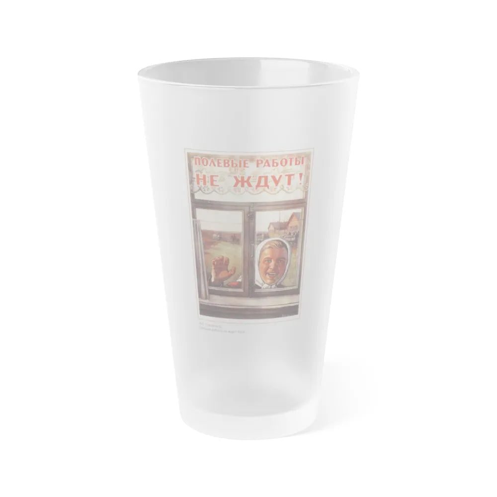 Soviet Era Poster 14 - Frosted Pint Glass 16oz-Go Mug Yourself