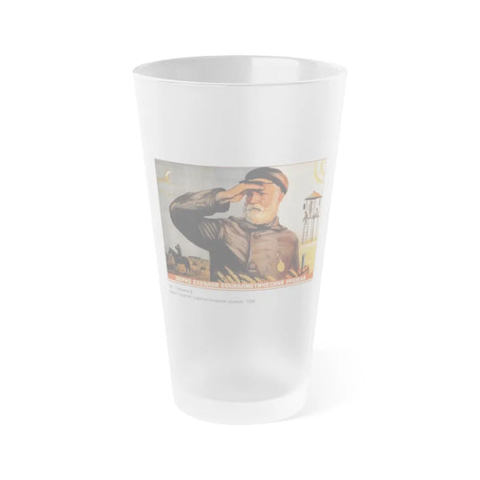 Soviet Era Poster 3 - Frosted Pint Glass 16oz-Go Mug Yourself