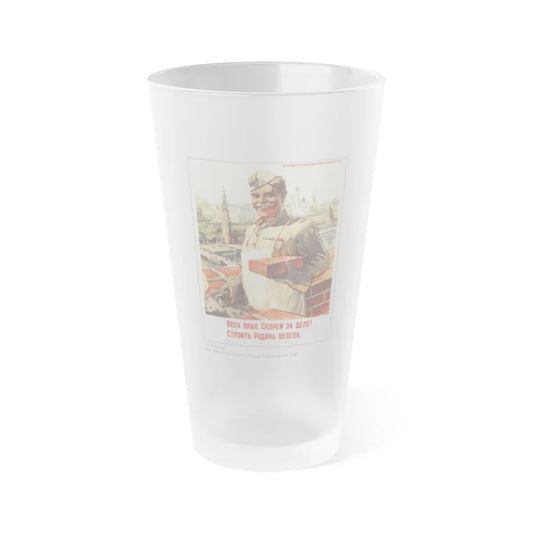 Soviet Era Poster 566 - Frosted Pint Glass 16oz-Go Mug Yourself