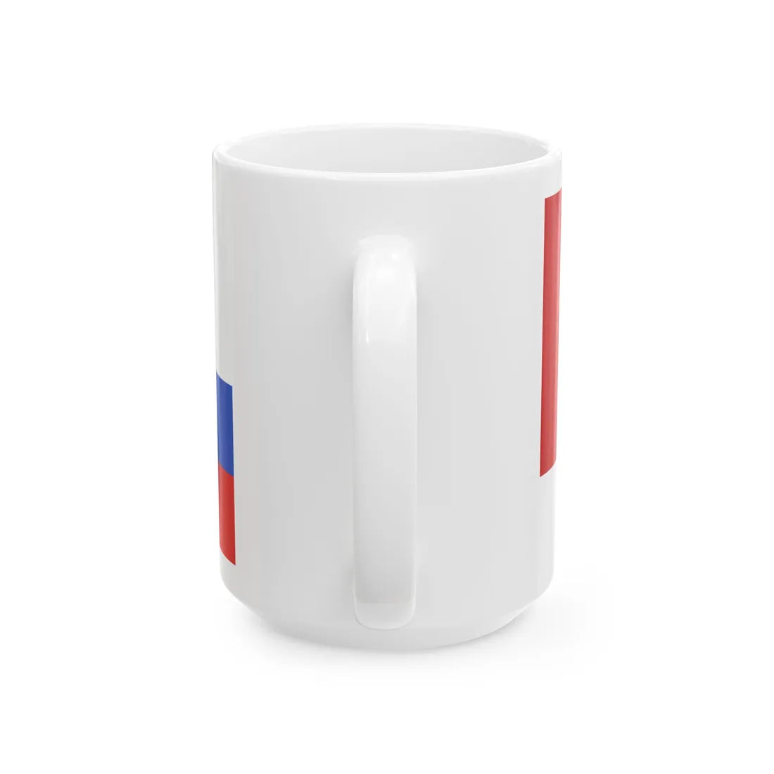 Soviet Union banner behind Russian tricolor (Russia) White Coffee Mug - Go Mug Yourself