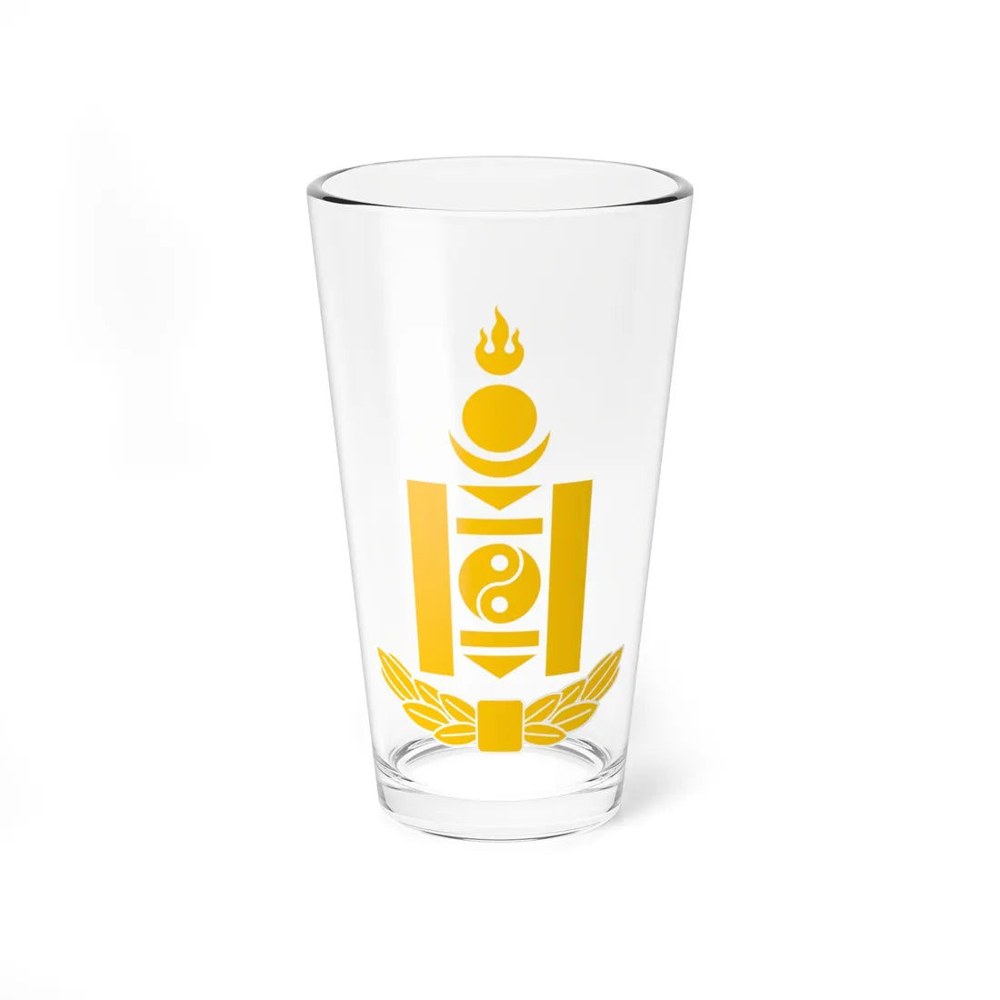 Soyombo yellow1939 (Mongolia) (Coat of Arms) Pint Glass 16oz 16oz - Go Mug Yourself