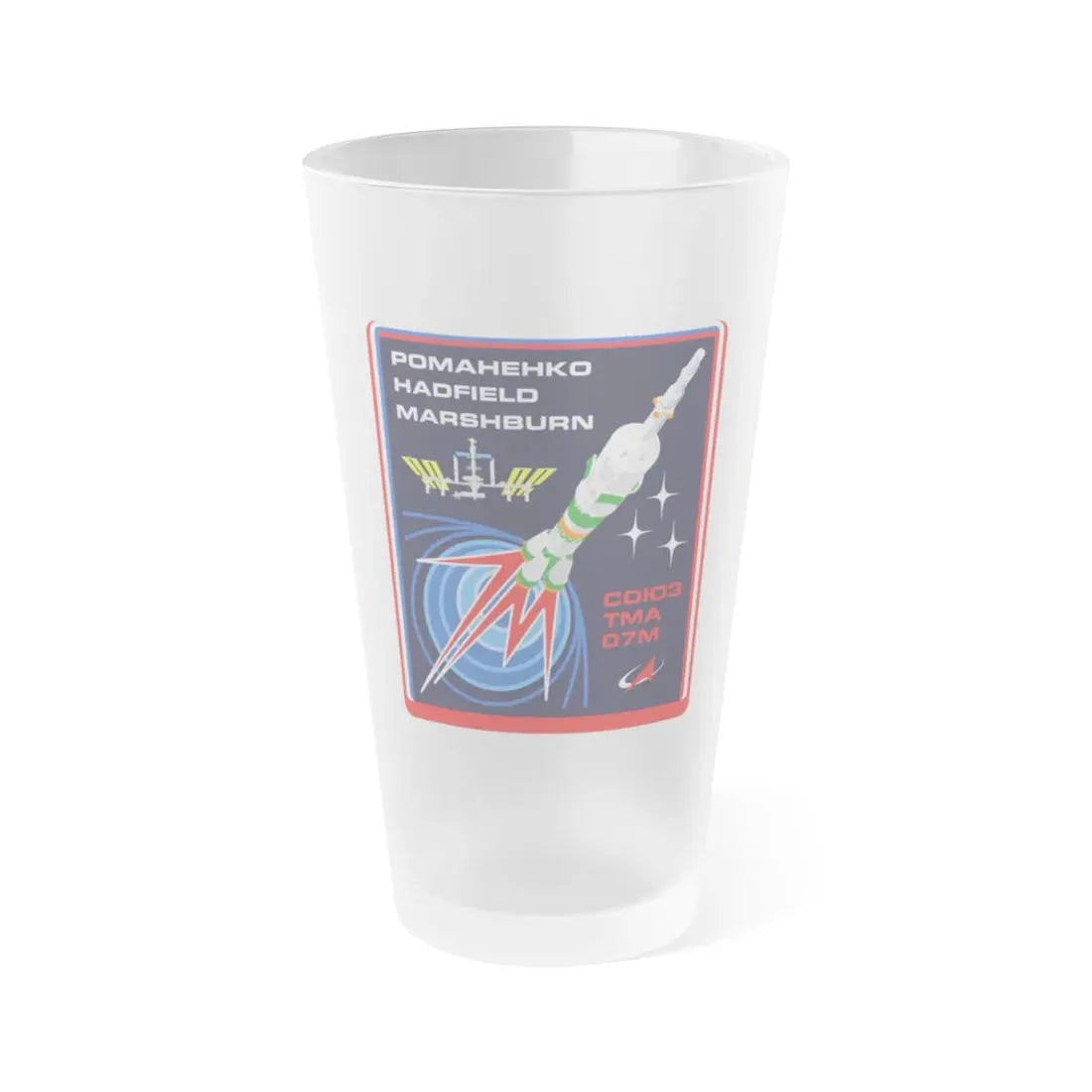 Soyuz TMA-07M (Soyuz Space Programme) Frosted Pint Glass 16oz Default Title - Go Mug Yourself