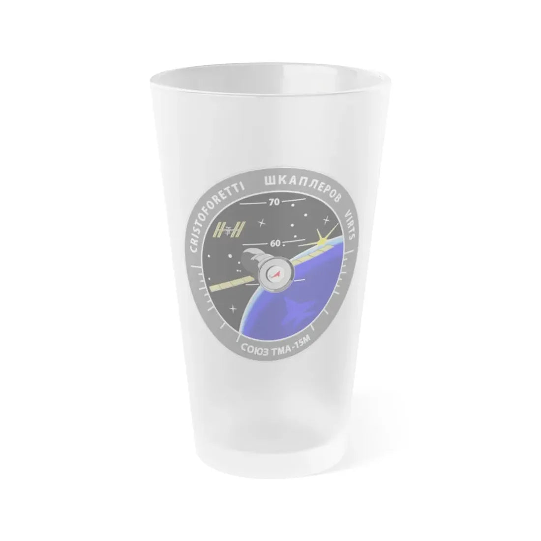 Soyuz TMA-15M (Soyuz Space Programme) Frosted Pint Glass 16oz Default Title - Go Mug Yourself