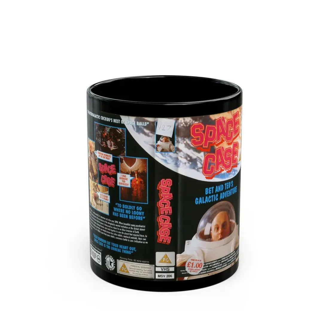 SPACE CASE BET AND TEDS GALACTIC ADVENTURE (VHS COVER) - Black Coffee Mug 11oz - Go Mug Yourself