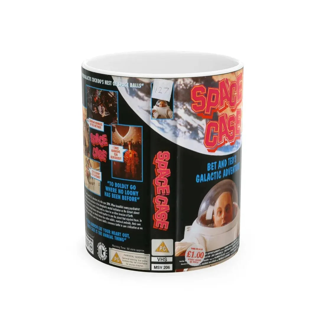 SPACE CASE BET AND TEDS GALACTIC ADVENTURE (VHS COVER) - White Coffee Mug 11oz - Go Mug Yourself