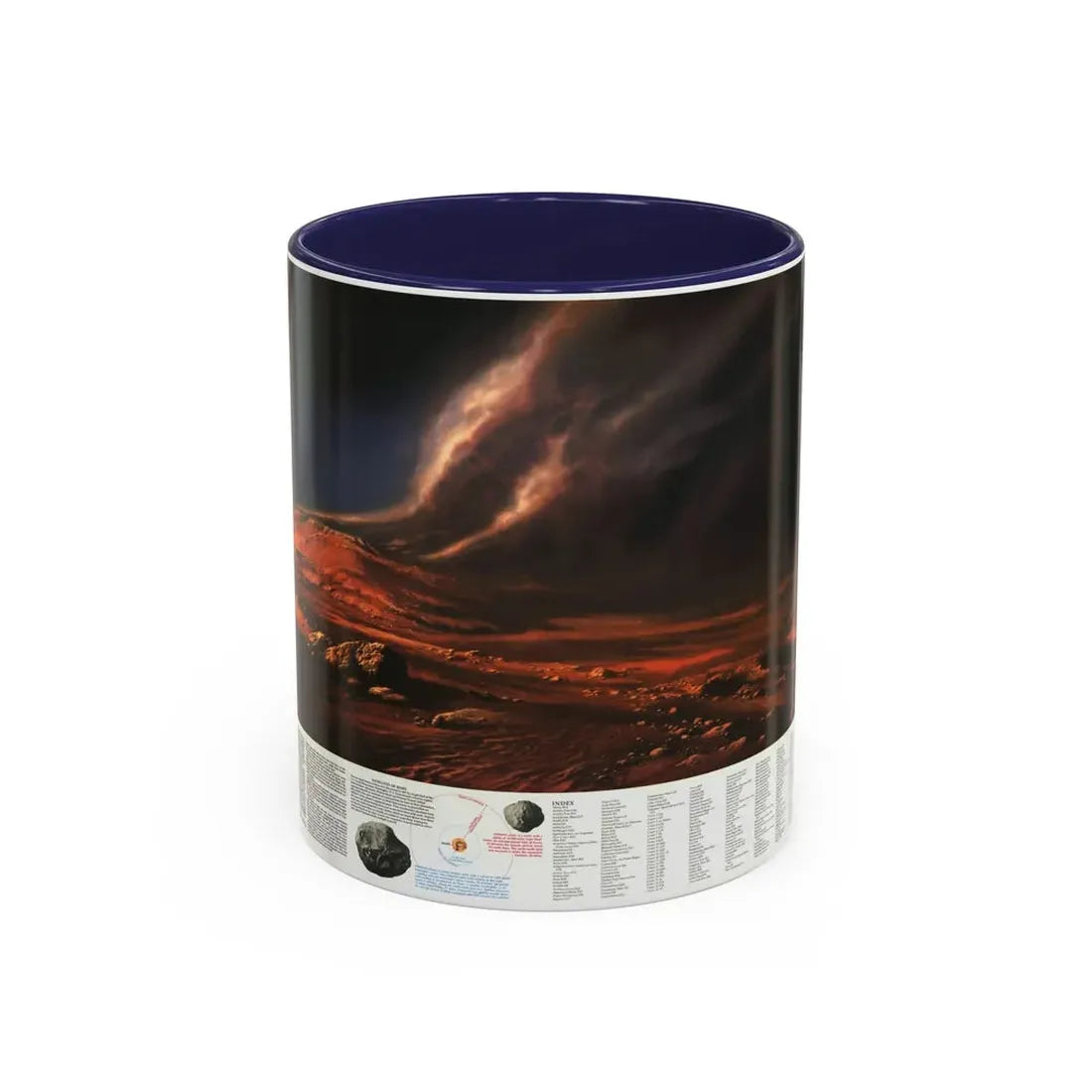 Space - MARS, Dusty Face of (1973) (Map) Accent Coffee Mug 11oz Navy - Go Mug Yourself