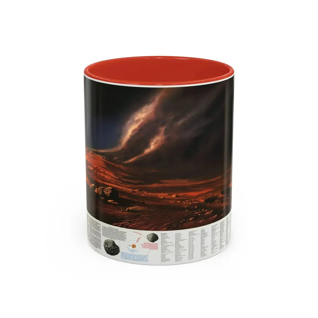 Space - MARS, Dusty Face of (1973) (Map) Accent Coffee Mug 11oz Red - Go Mug Yourself
