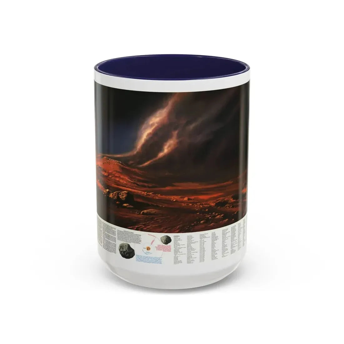Space - MARS, Dusty Face of (1973) (Map) Accent Coffee Mug 15oz Navy - Go Mug Yourself