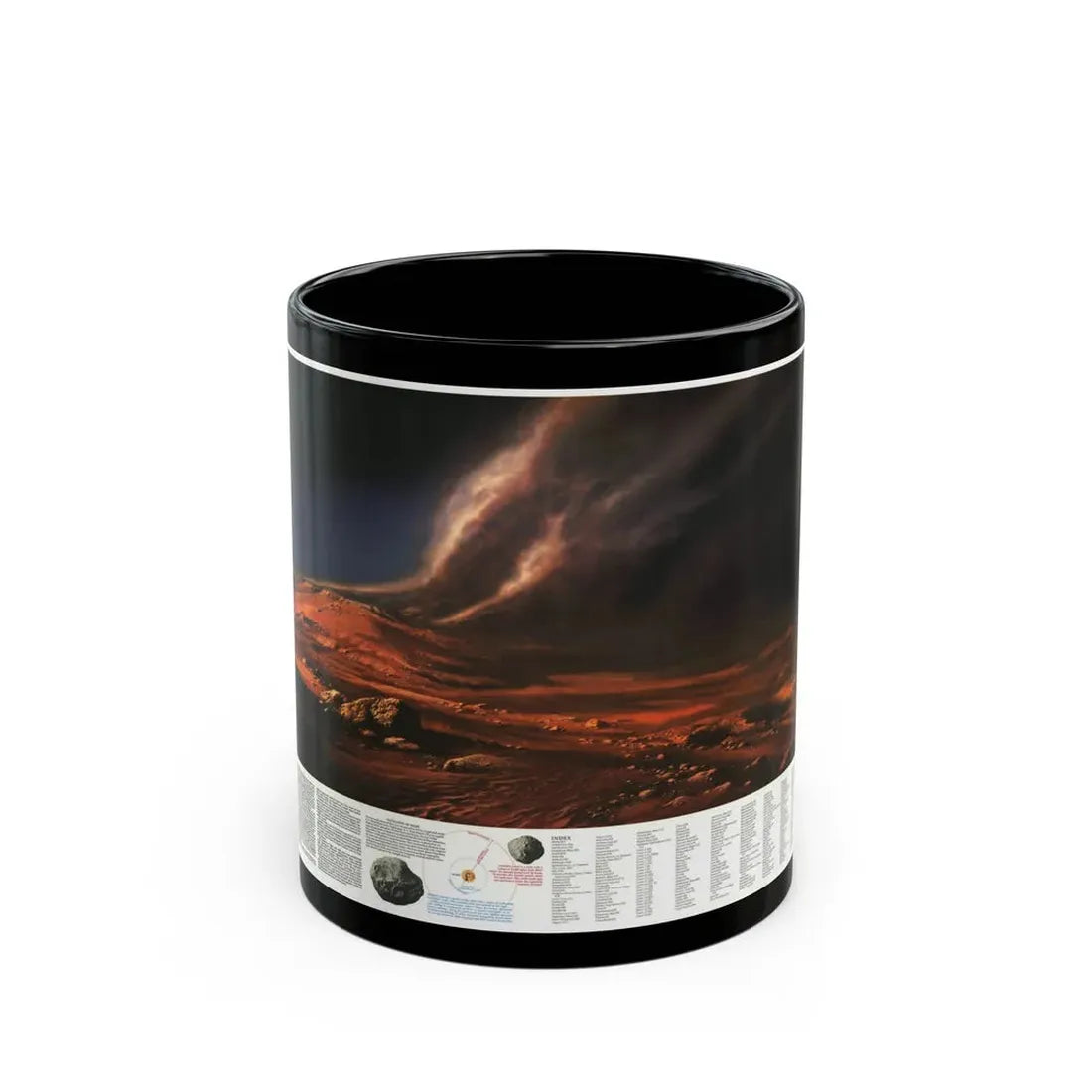 Space - MARS, Dusty Face of (1973) (Map) Black Coffee Mug 11oz - Go Mug Yourself