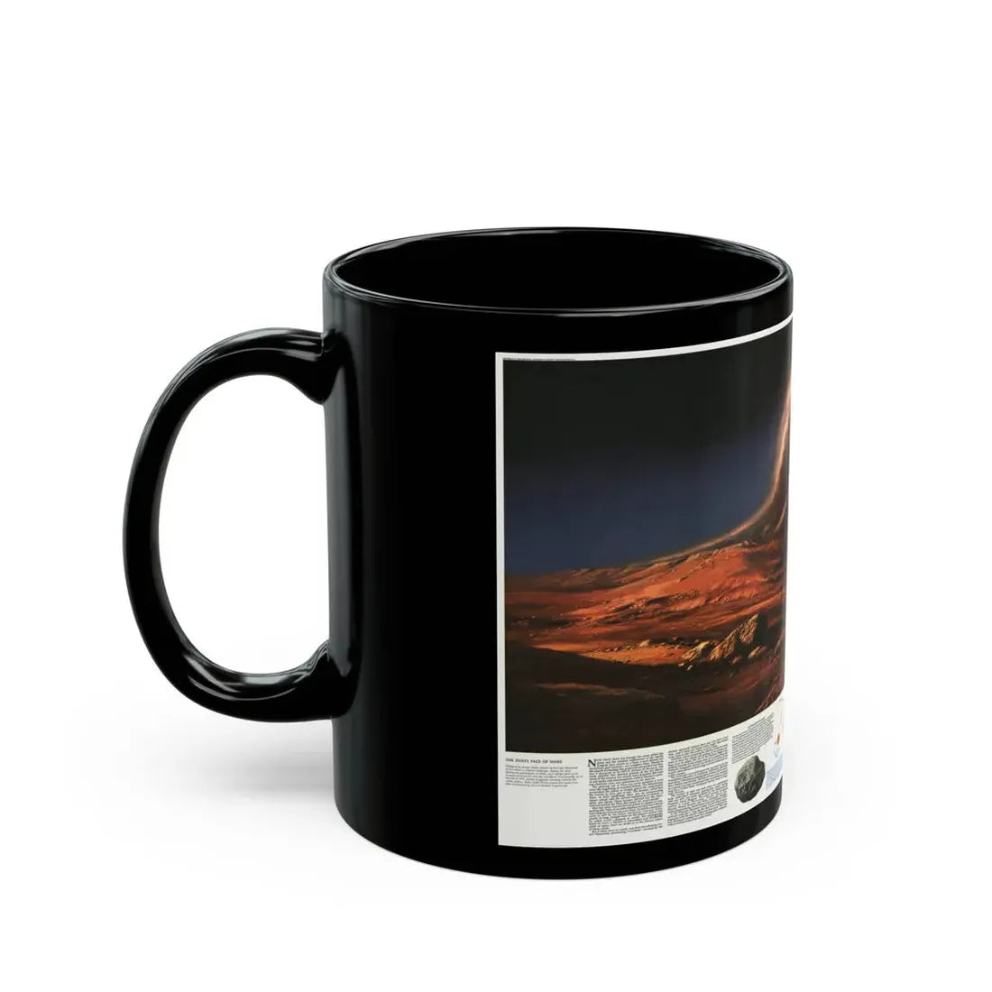 Space - MARS, Dusty Face of (1973) (Map) Black Coffee Mug - Go Mug Yourself