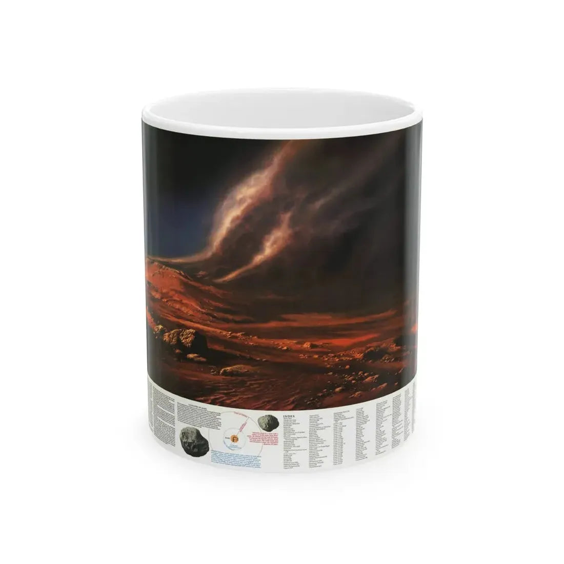 Space - MARS, Dusty Face of (1973) (Map) White Coffee Mug 11oz - Go Mug Yourself