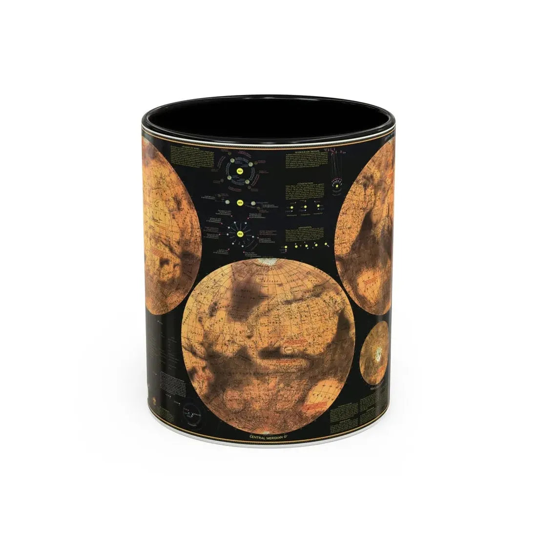 Space - MARS The Red Planet (1973) (Map) Accent Coffee Mug 11oz Black - Go Mug Yourself