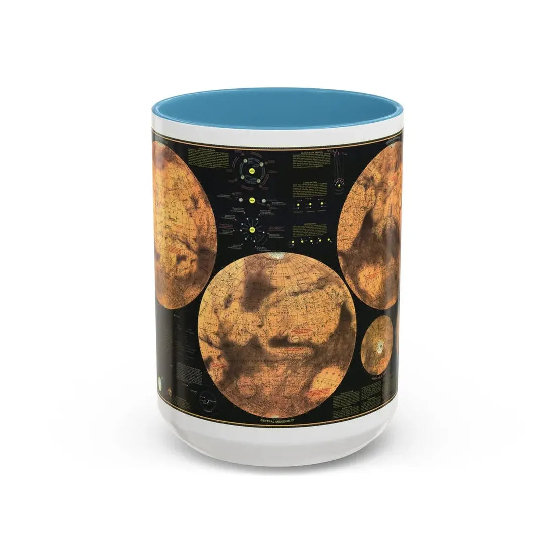 Space - MARS The Red Planet (1973) (Map) Accent Coffee Mug 15oz Light Blue - Go Mug Yourself