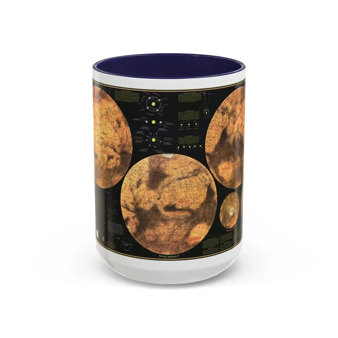Space - MARS The Red Planet (1973) (Map) Accent Coffee Mug 15oz Navy - Go Mug Yourself