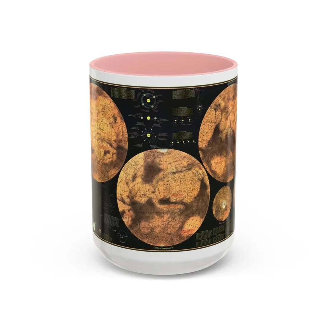 Space - MARS The Red Planet (1973) (Map) Accent Coffee Mug 15oz Pink - Go Mug Yourself