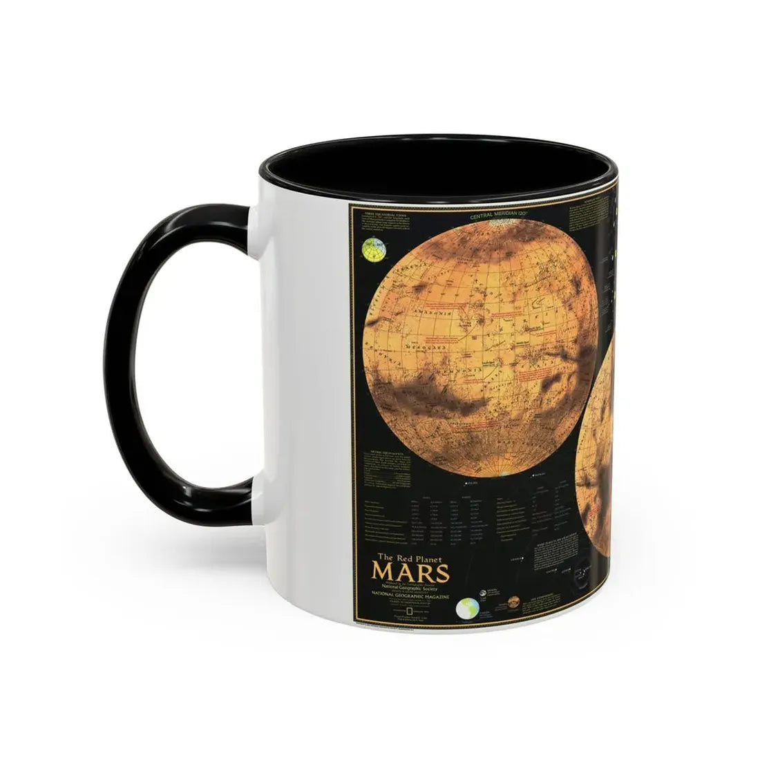 Space - MARS The Red Planet (1973) (Map) Accent Coffee Mug - Go Mug Yourself