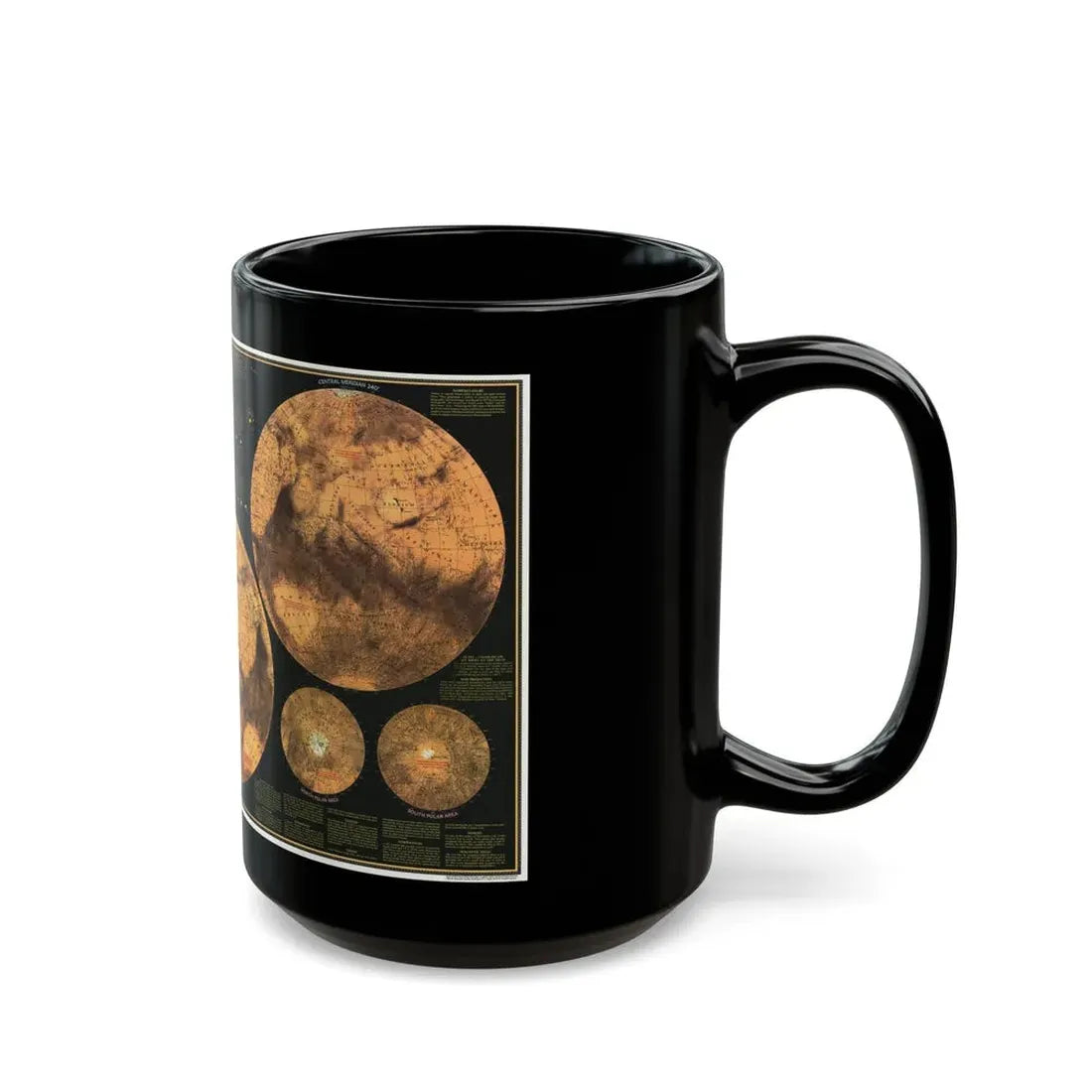 Space - MARS The Red Planet (1973) (Map) Black Coffee Mug - Go Mug Yourself