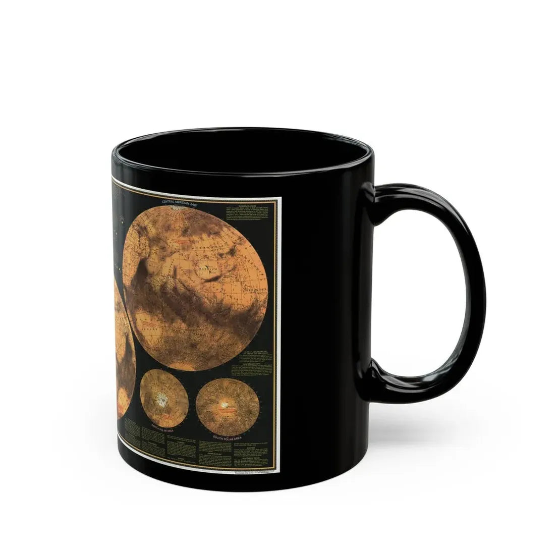 Space - MARS The Red Planet (1973) (Map) Black Coffee Mug - Go Mug Yourself