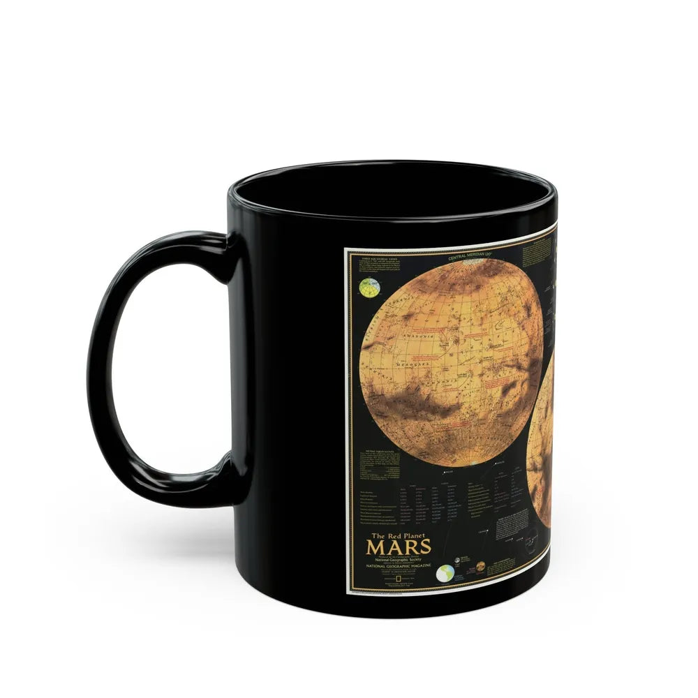 Space - MARS The Red Planet (1973) (Map) Black Coffee Mug-Go Mug Yourself