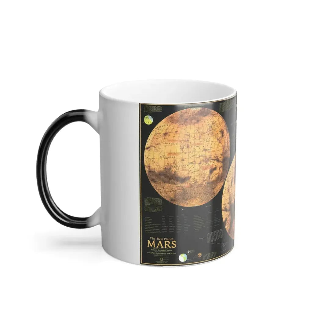 Space - MARS The Red Planet (1973) (Map) Color Changing Mug 11oz - Go Mug Yourself