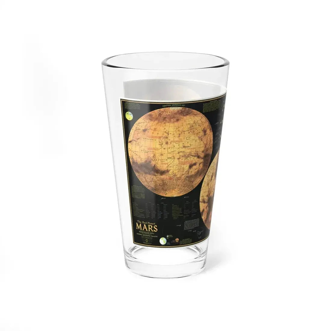 Space - MARS The Red Planet (1973) (Map) Pint Glass 16oz - Go Mug Yourself