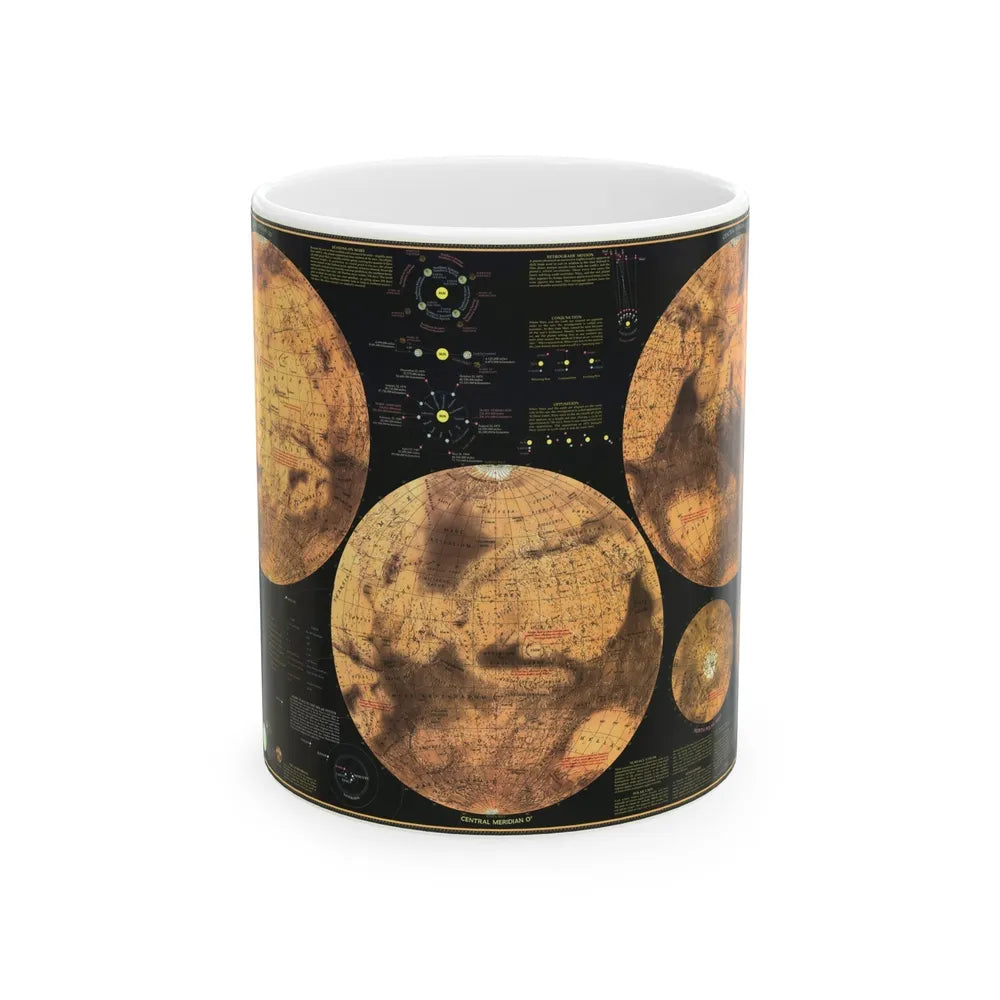 Space - MARS The Red Planet (1973) (Map) White Coffee Mug-11oz-Go Mug Yourself