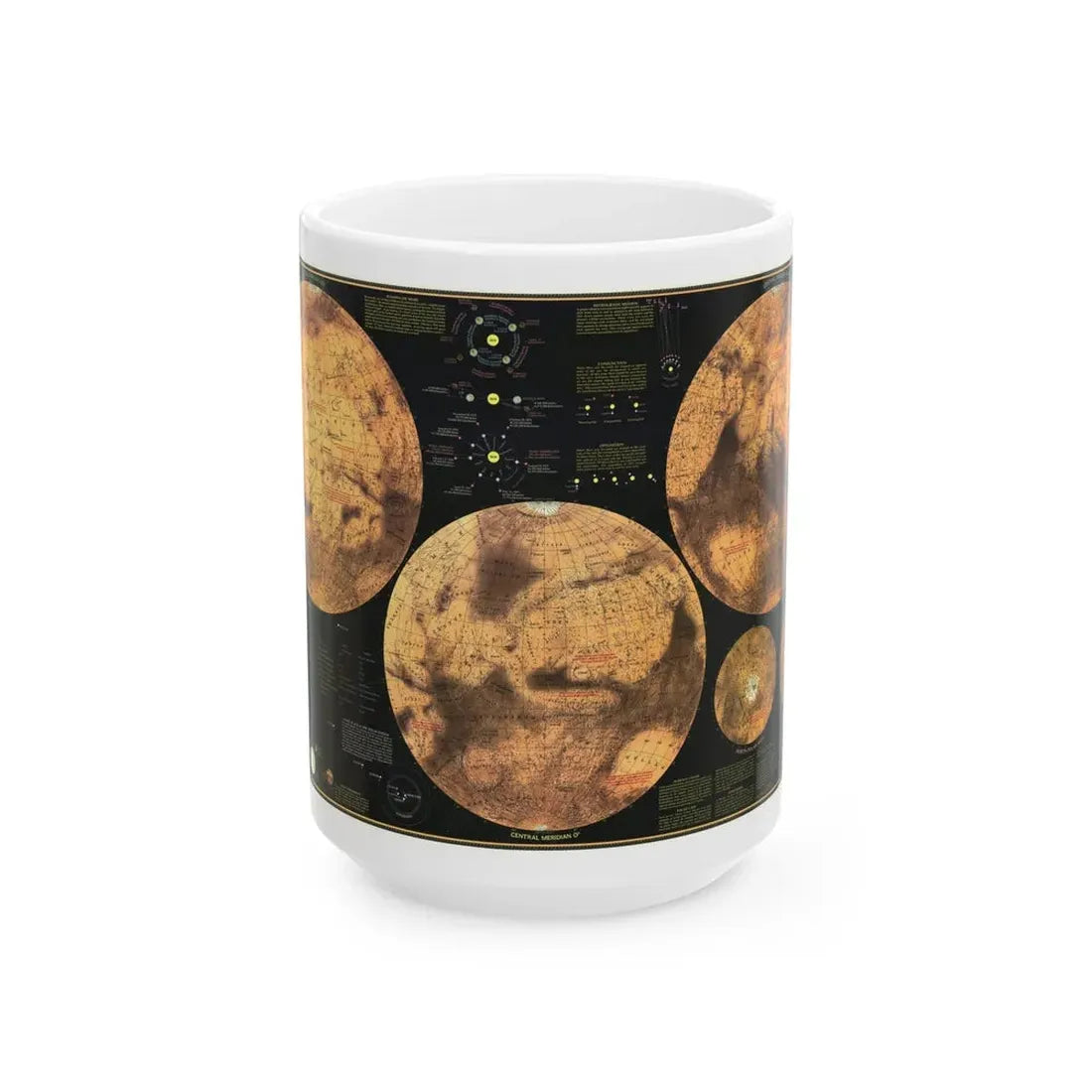 Space - MARS The Red Planet (1973) (Map) White Coffee Mug 15oz - Go Mug Yourself