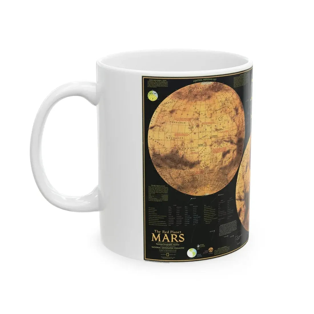 Space - MARS The Red Planet (1973) (Map) White Coffee Mug - Go Mug Yourself