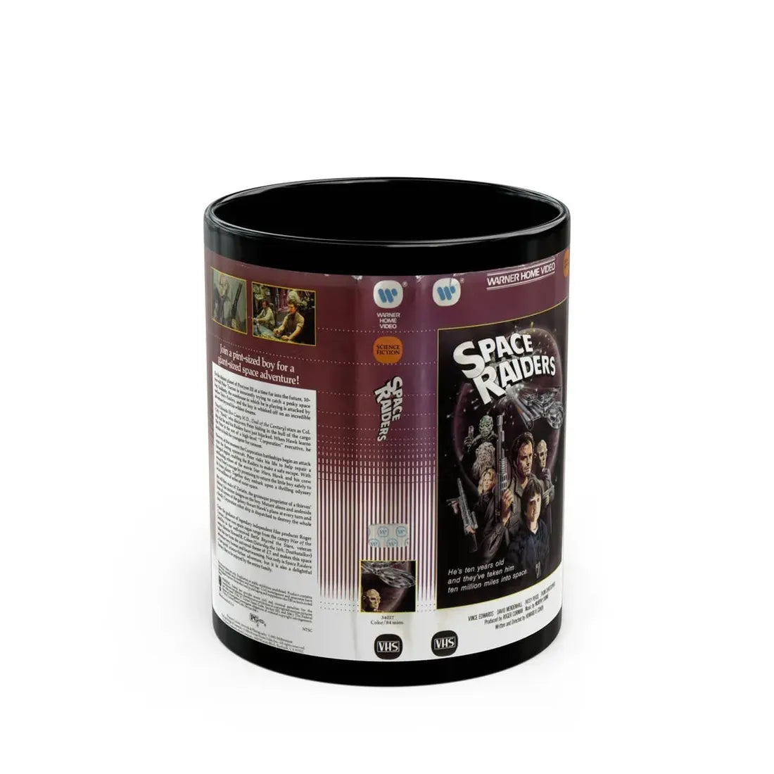 SPACE RAIDERS CLAMSHELL (VHS COVER) - Black Coffee Mug 11oz - Go Mug Yourself