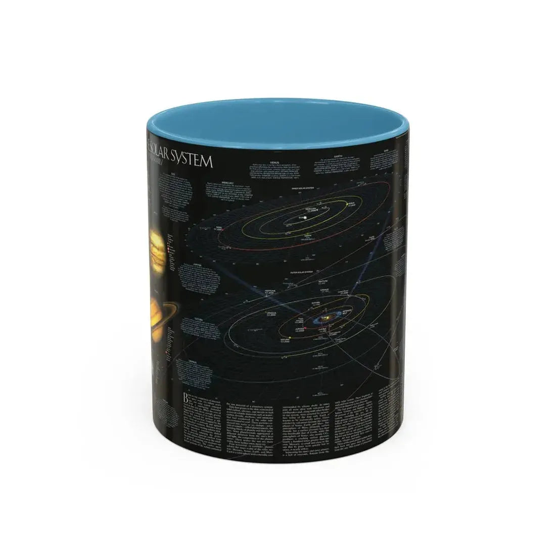 Space - Solar System- Our Sun's Family (1990) (Map) Accent Coffee Mug 11oz Light Blue - Go Mug Yourself