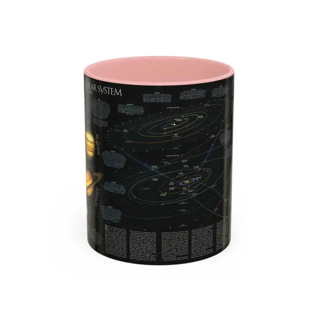 Space - Solar System- Our Sun's Family (1990) (Map) Accent Coffee Mug 11oz Pink - Go Mug Yourself