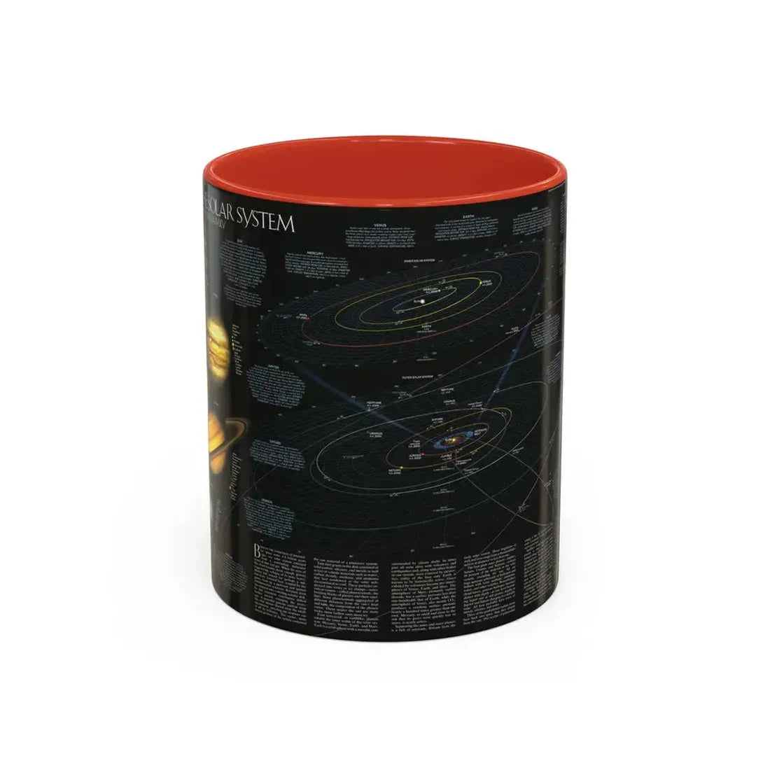 Space - Solar System- Our Sun's Family (1990) (Map) Accent Coffee Mug 11oz Red - Go Mug Yourself