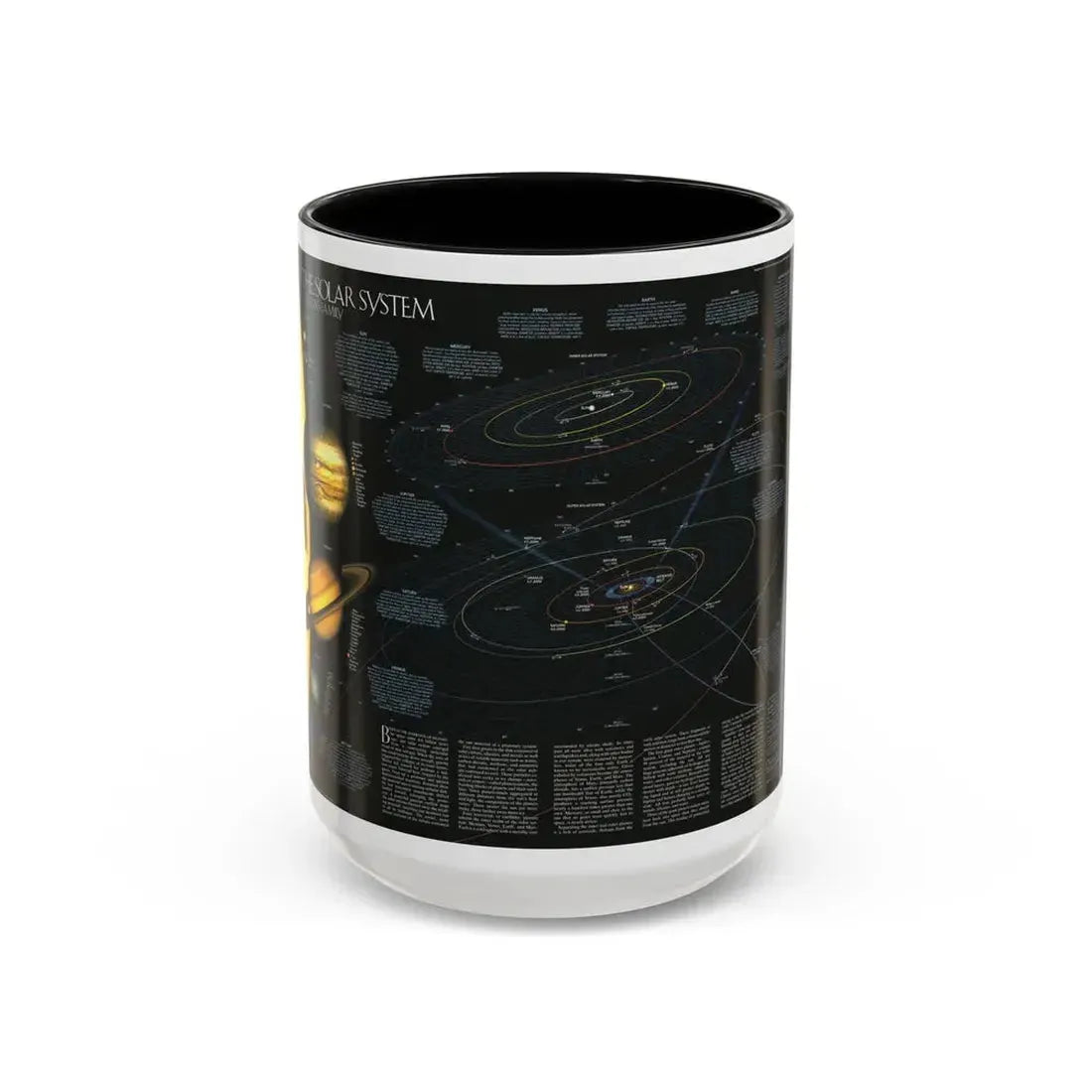 Space - Solar System- Our Sun's Family (1990) (Map) Accent Coffee Mug 15oz Black - Go Mug Yourself