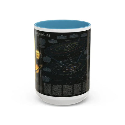 Space - Solar System- Our Sun's Family (1990) (Map) Accent Coffee Mug 15oz Light Blue - Go Mug Yourself