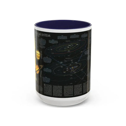 Space - Solar System- Our Sun's Family (1990) (Map) Accent Coffee Mug 15oz Navy - Go Mug Yourself