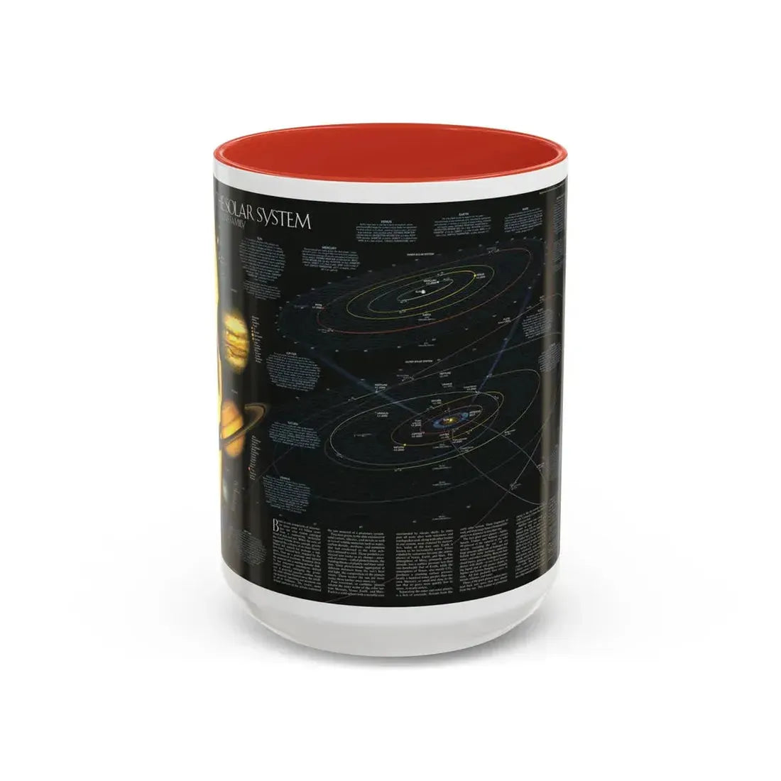 Space - Solar System- Our Sun's Family (1990) (Map) Accent Coffee Mug 15oz Red - Go Mug Yourself