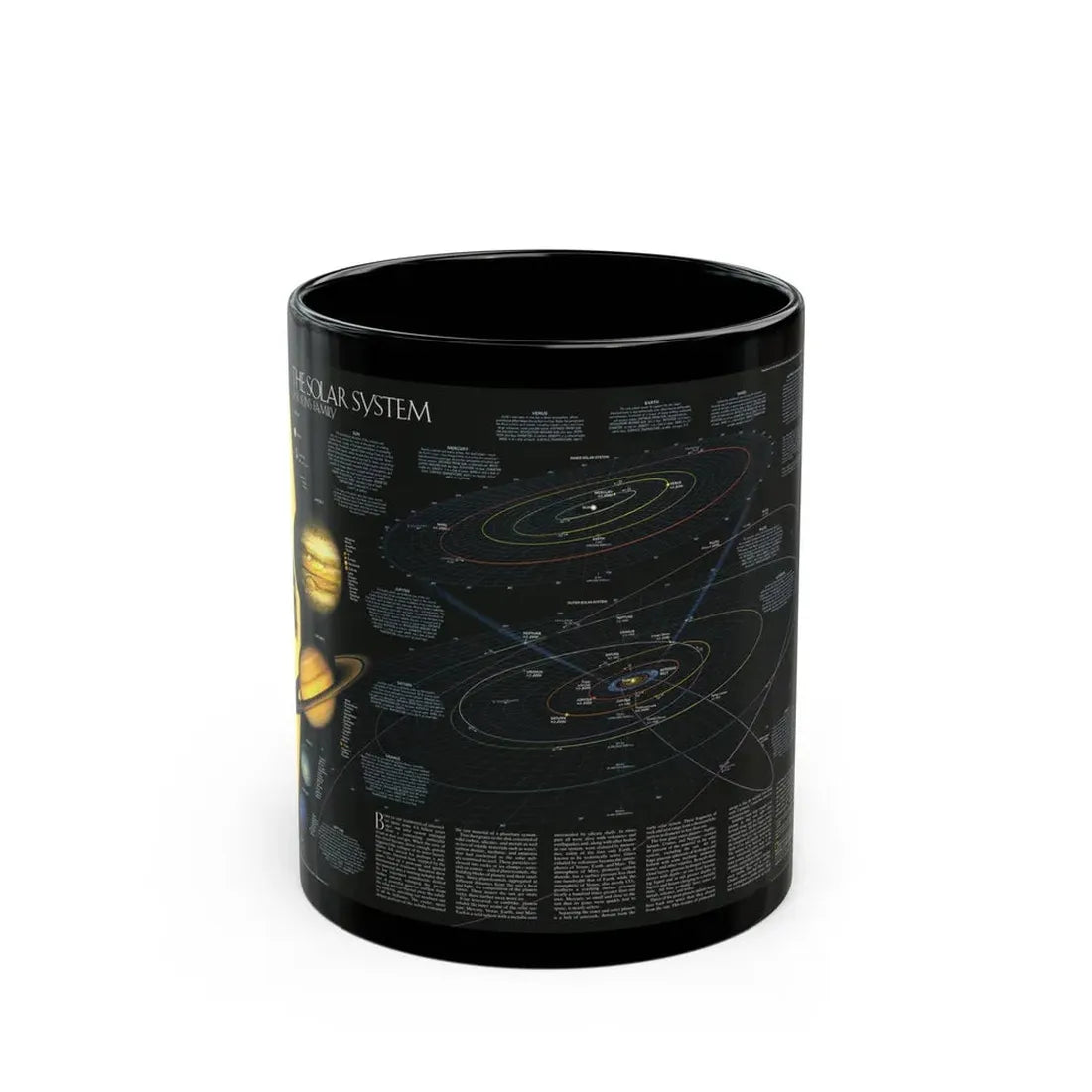 Space - Solar System- Our Sun's Family (1990) (Map) Black Coffee Mug 11oz - Go Mug Yourself