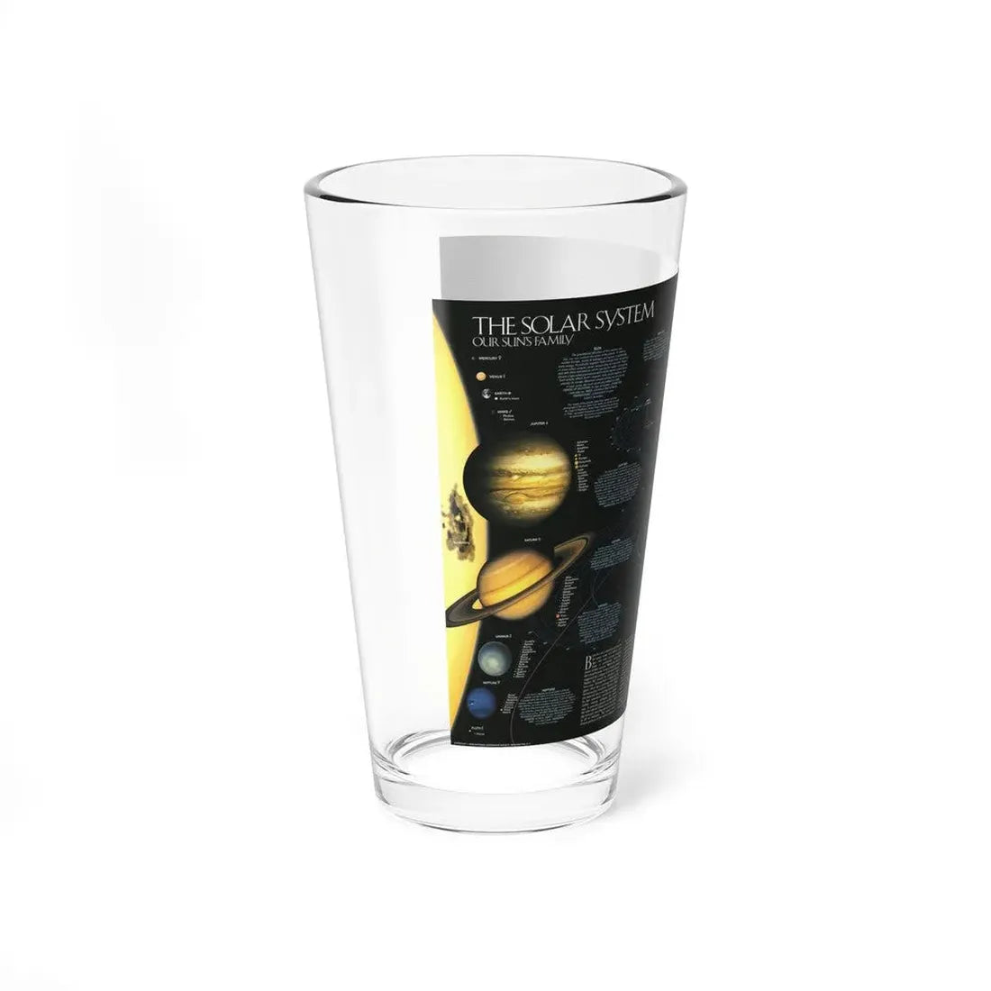 Space - Solar System- Our Sun's Family (1990) (Map) Pint Glass 16oz - Go Mug Yourself