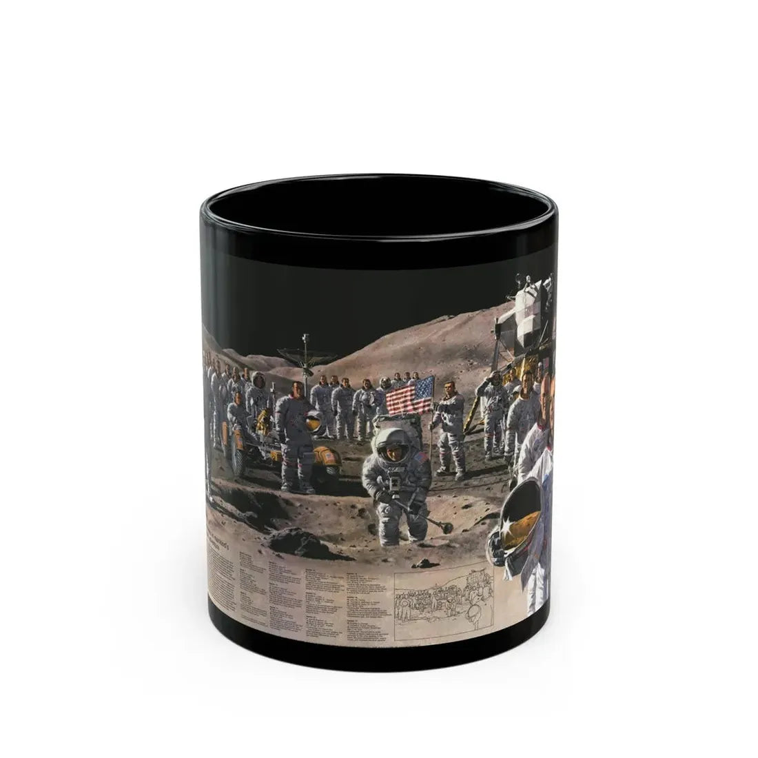 Space - Teammates in Mankind's Greatest Adventure (1973) (Map) Black Coffee Mug 11oz - Go Mug Yourself