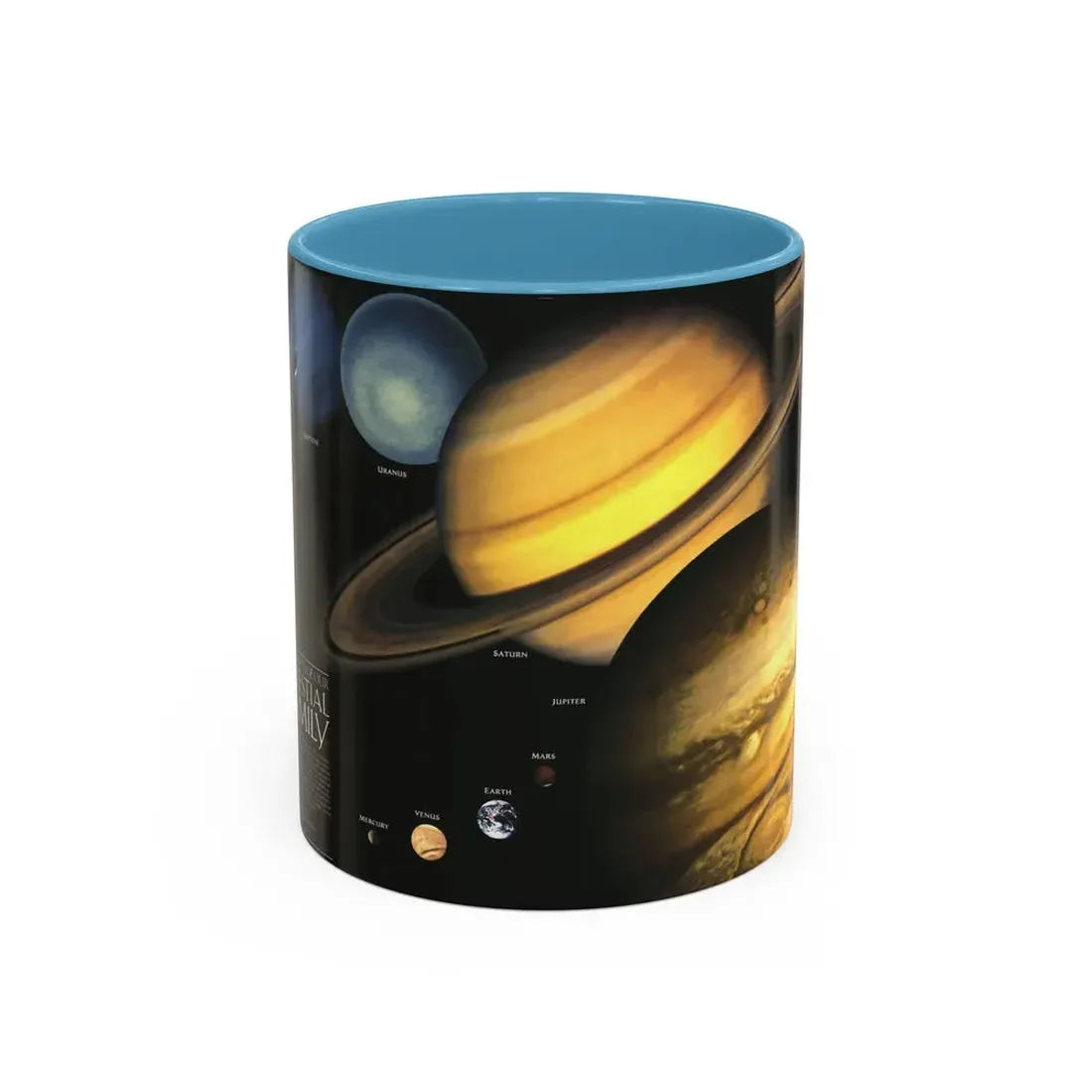 Space - The Solar System - Our Celestial Family (1990) (Map) Accent Coffee Mug 11oz Light Blue - Go Mug Yourself